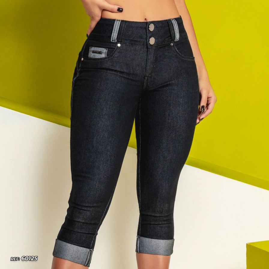 Women * | Pit Bull Jeans Dark Denim Capri Pants 60125 Conecte-Se