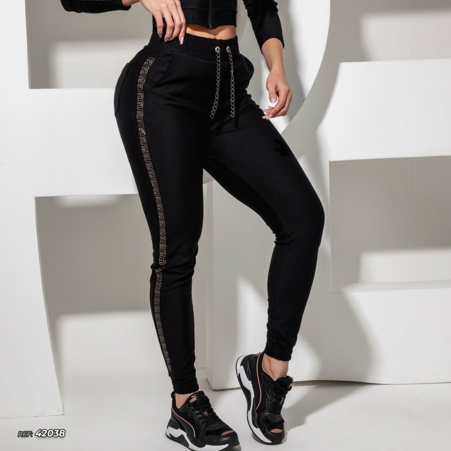 Women * | Pl Representacao Malha Women Jogger Pants 42039 Turbo Collection Black