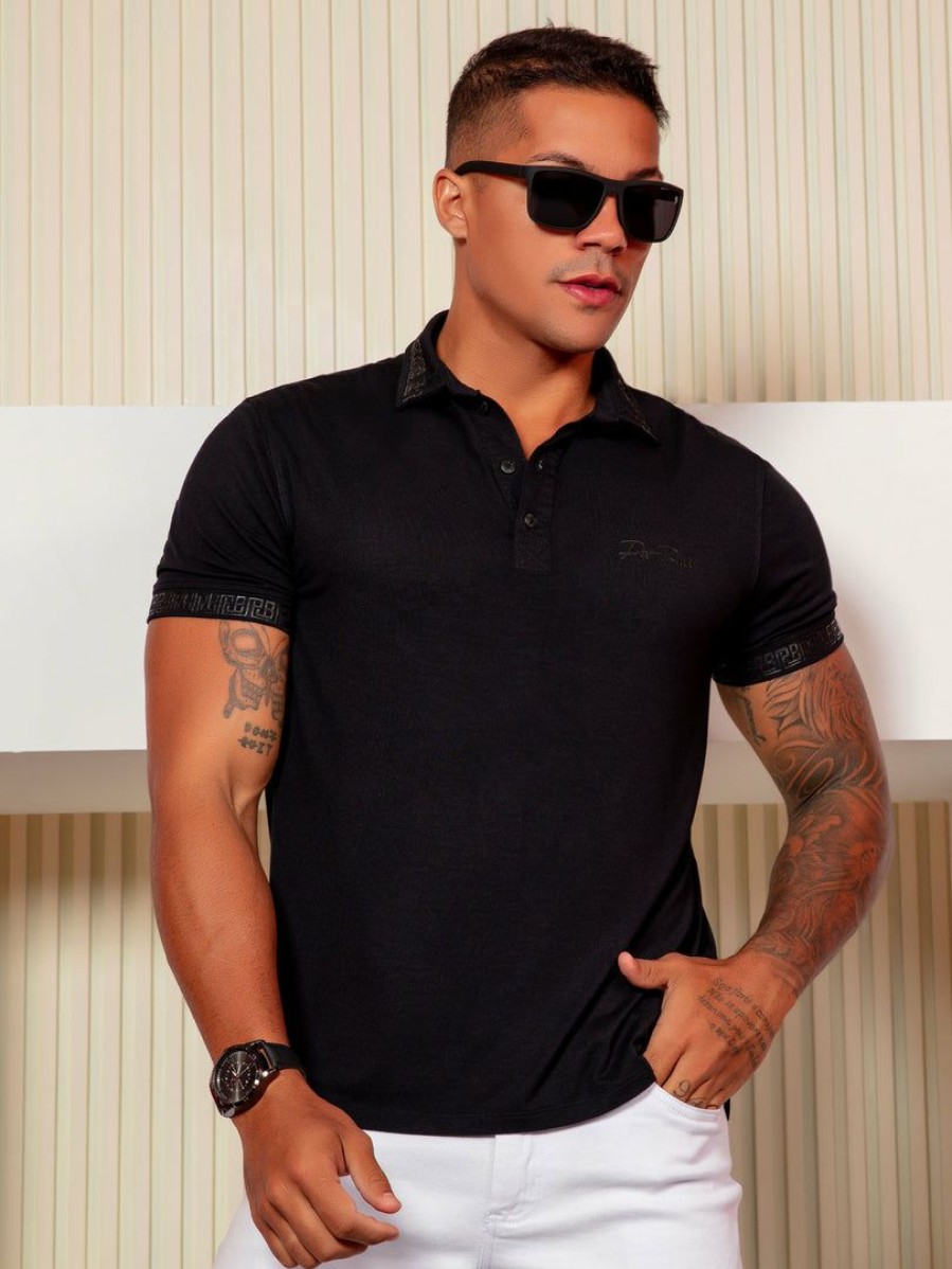 Men * | Pl Malha Polo T-Shirt Traditional With Exclusive Logomania 40974 Black