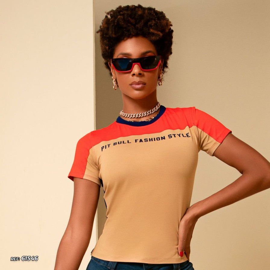 Women * | Pl Malha 61546 Pit Bull Style Color Block T-Shirt News