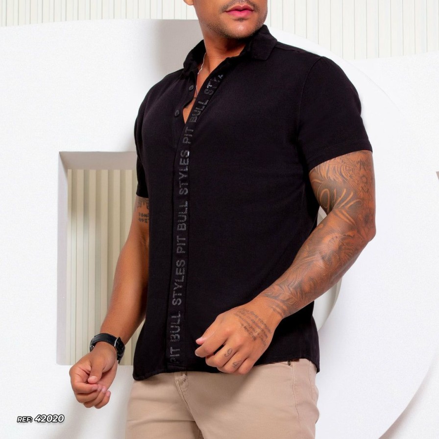 Men * | Pl Malha Men Long Sleeve Shirt- 42020 Black