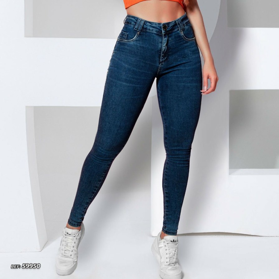 Women * | Pit Bull Jeans Conecte-Se High Waisted Jeans Fitted 59950