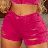 Women * | Pit Bull Jeans Official 62662 Jeans Short Skirt With Logomania And Belt Women Pink