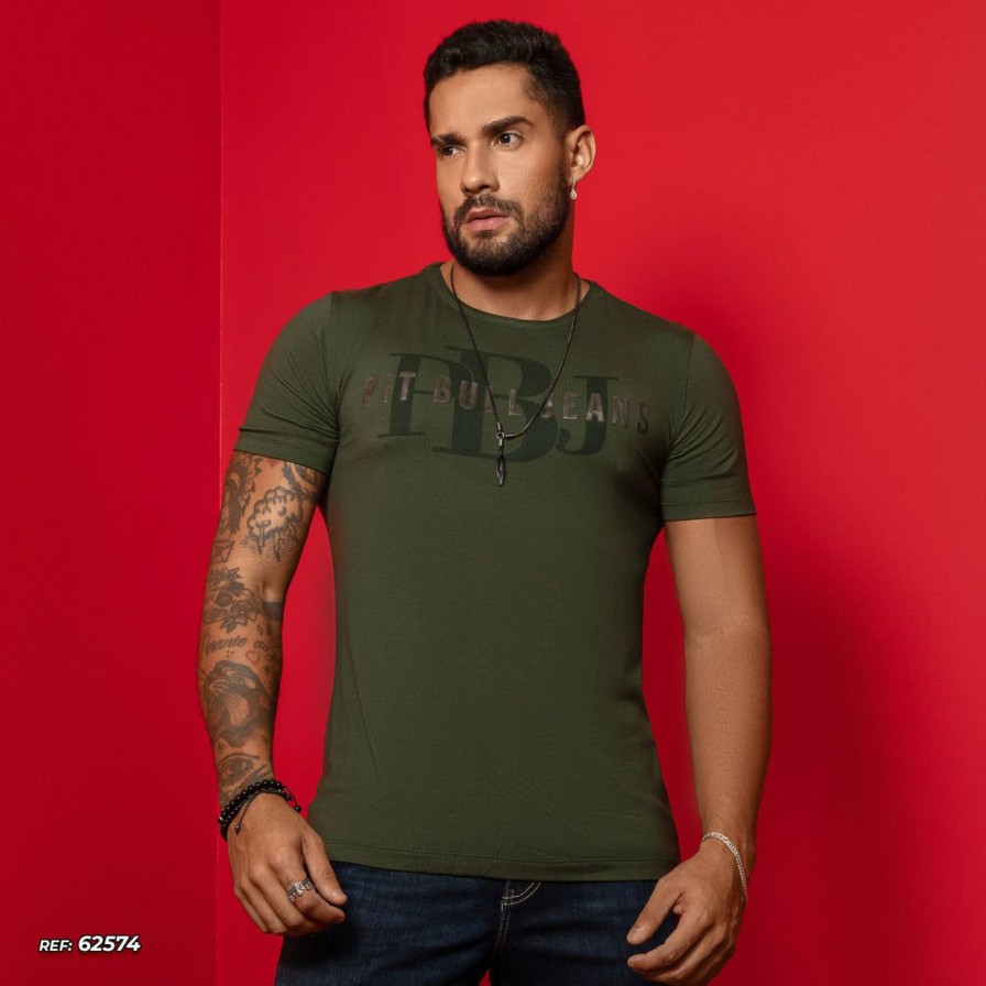 Men * | Pl Malha Identity 62574 Men'S T-Shirt With Stylish Logomania Green