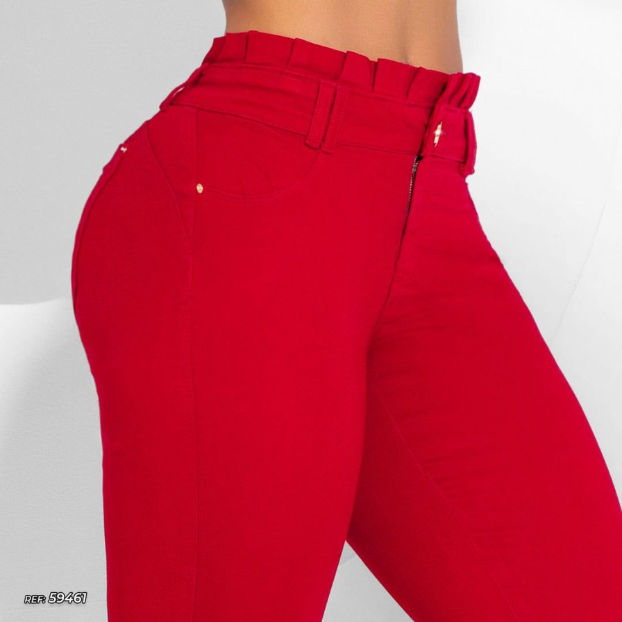 Women * | Pit Bull Jeans Butt Lifting Pants Clochard 59461 Red