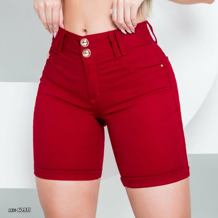 Women * | Representacao Jeans Female Shorts With Push Up Effect 60931 Red