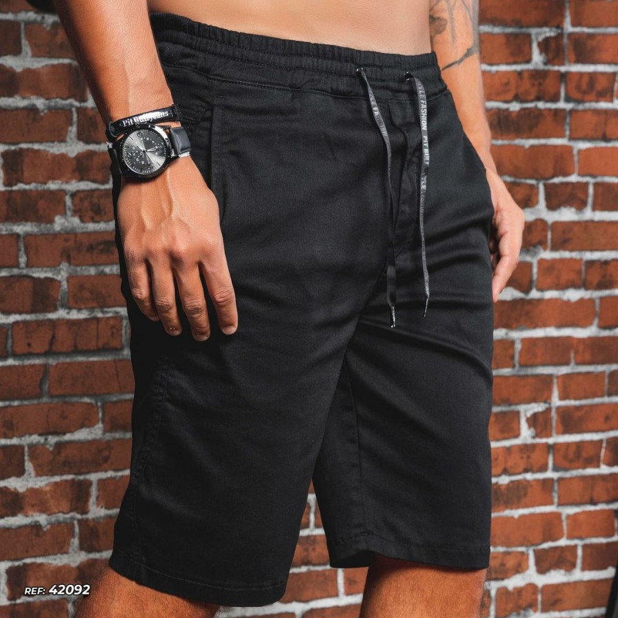 Men * | Pit Bull Jeans Official Shorts Total Comfort 42092 Turbo Collection Black