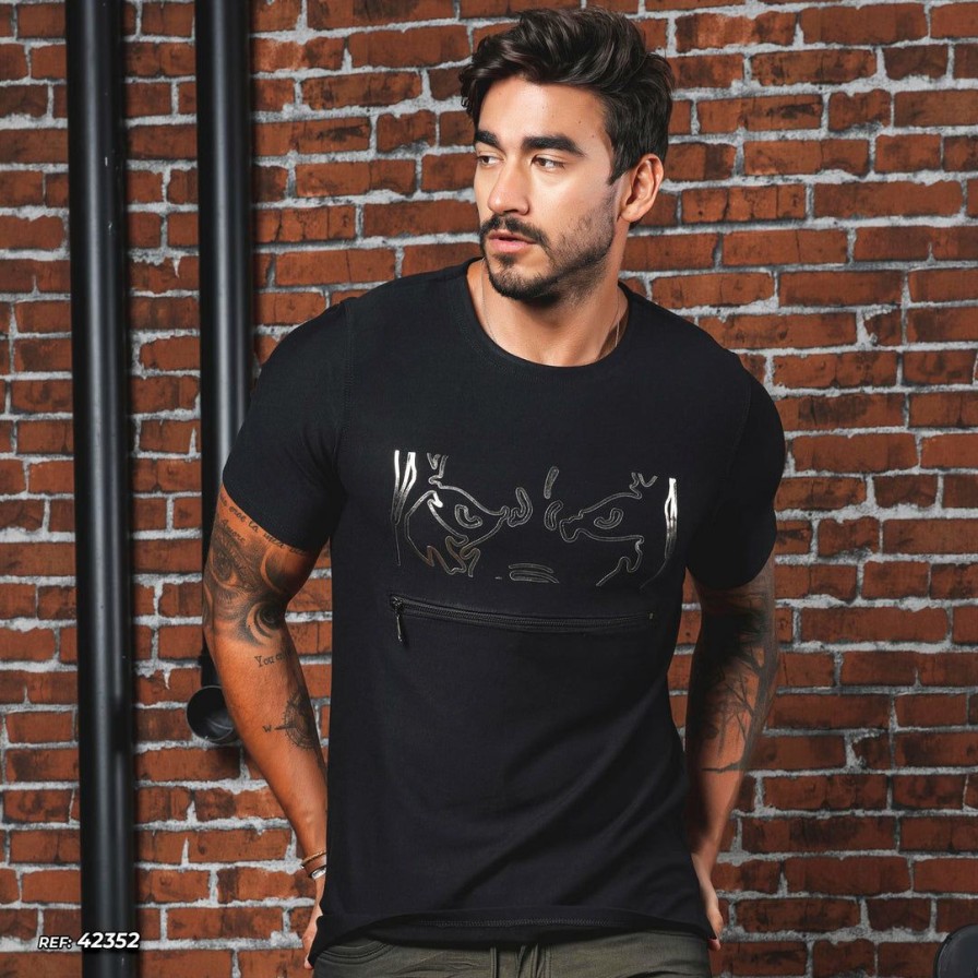 Men * | Pl Representacao Malha Men T-Shirt 42352 Turbo Collection Black