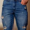 Men * | Pit Bull Jeans 62826 Classic Destroyed Denim Male Bermuda Medium Blue