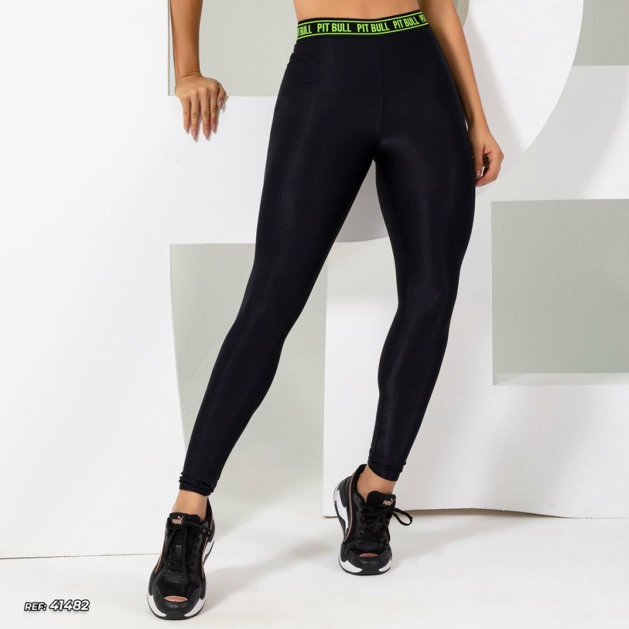 Women * | Pl Fitness Legging Pants Neon Details 41482 Women Black