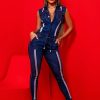 Women * | Pit Bull Jeans 61660 Stylish Denim Jumpsuit With Perfect Fit And Butt Lift Effect Medium Blue