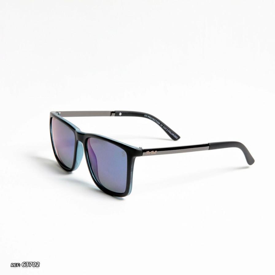 Accessories * | Pit Bull Jeans Modern Square Mirror Sunglass 63702 Black And Blue