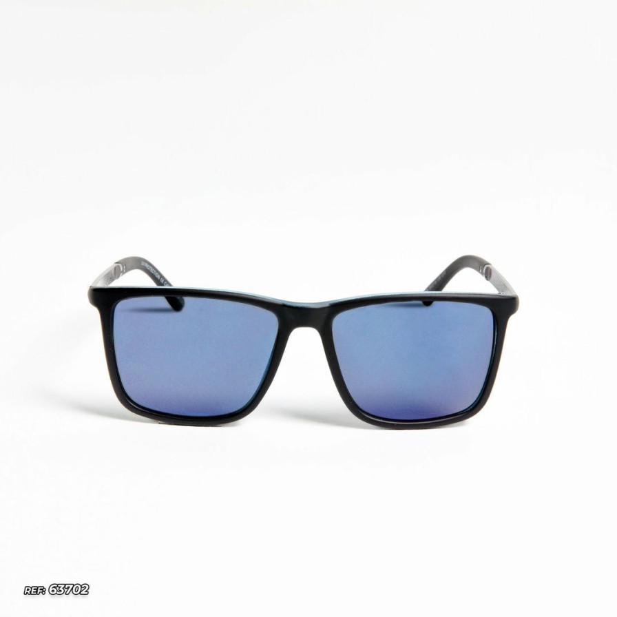 Accessories * | Pit Bull Jeans Modern Square Mirror Sunglass 63702 Black And Blue