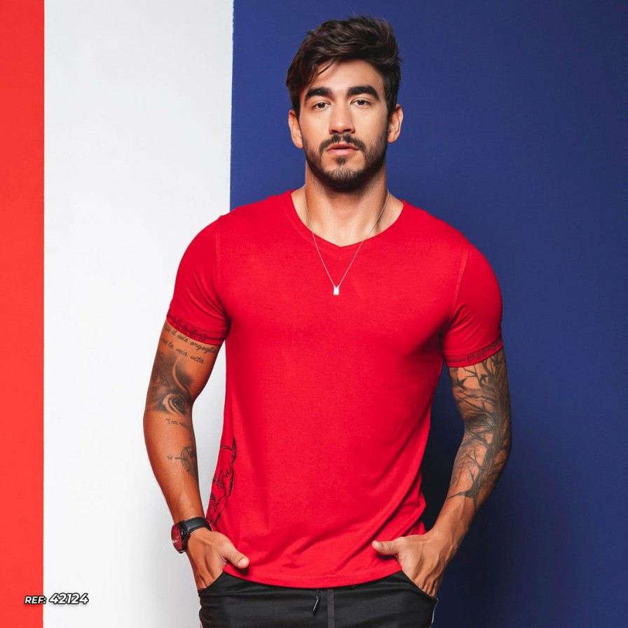 Men * | Pl Representacao Malha Men V-Neck Shirt- 42124