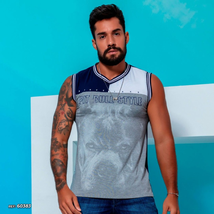 Men * | Pl Representacao Malha Men'S Tank Top Animal Face 60383